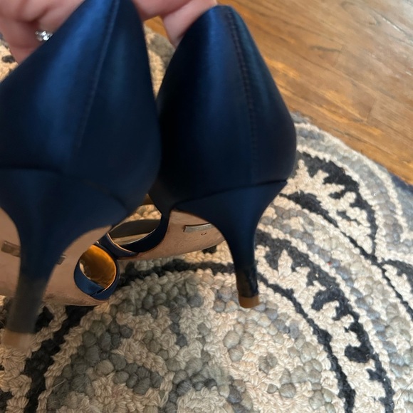 Badgley Mischka Women's Blue Peep-Toe Heels - Picture 3 of 5
